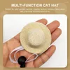 Hundkläder 2 datorer husdjur Straw Hat Cat Accessory Decor Wear-resistent Delicate Puppy Flax Decorative