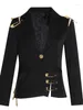 Vrouwen Pakken Loose Fit Black Hollow Out Pin Spliced Jas Blazer Revers Lange Mouw Vrouwen Jas Mode 2024 Herfst winter