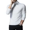 Sweatwear Mens Underwear Casual Turtleneck Long Sleeve Tops Pullover TShirt Elastic Clothing Basic Solid Color 240321