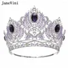 Fermagli per capelli JaneVini Gioielli da sposa in cristallo di lusso Corone e diademi Argento barocco da donna Copricapo da sposa con grande corona per spettacolo di bellezza