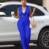 Business OL Work Wear Two Piece Pant Suits for Women Set Elegant Sleeveless Blazer Top Pencil Pants Office Lady Matching Sets 240329