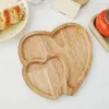 Piatti Vassoio in legno a forma di cuore Piatto da portata per tè e caffè Piatti di pane alla frutta di bambù Snack Dessert per la decorazione della casa