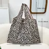 leopard Folding Tote Shop Bag Print Fr Supermarket Handbag Light Waterproof Vegetable Bag Travel Storage Bag Handbag 61zv#