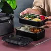 Essgeschirr, doppelschichtige Lunchbox, Büro-Behälter für die Zubereitung von Mahlzeiten, Edelstahl, nützlicher Halter