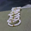 Klusterringar Grundläggande mångsidig stil Baby Pearl Ring med 2,5-3 mm riktiga sötvattenpärlor och 18K guldboll för enkel eller stapelbar bär