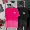 Summer new Design women's o-neck short sleeve cotton fabric logo embroidery tie-dying gradient color medium long t-shirts