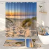 Tende da doccia Foresta Cascata Tenda e tappeto Set da bagno Piante tropicali Accessori per decorazioni per paesaggi da spiaggia sabbiosa