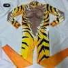 fi macacão feminino lg manga palco outfit tigre impressão rainha boate ds halen trajes cantores pole dance wear i5zt #