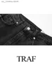 Dżinsy damskie Traf 2023 Kobiety dżinsy mody dżinsy solidne długie spodnie Kobieta z gradientem wszechstronne swobodne mejr workowate spodnie T240330