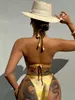 Maillots de bain pour femmes Sexy noir peau de serpent imprimé bikini ensemble pour femmes brillant push ups Mirco maillot de bain 2024 Brésil maillot de bain cravate bandoulière string maillot de bain J240330