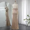 shar Said Luxury Dubai Nude Mermaid Evening Dres with Gloves 2024 Sexy Halter Arabic Women Wedding Formal Party Gowns SS289 D7I6#