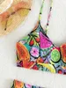 Kobiety nadruk owoce stroju kąpielowego Camisole bikini strój kąpielowy dwustronny trójkąt stroju kąpielowego bikini set Summer Beach Swimsuit J240330