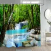 Shower Curtains Nature Landscape Curtain Rainforest Plants Flowers Waterfall Lakes Rustic Scenery Fabric Home Bathroom Decor Set