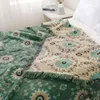 Cobertores cobertores de algodão jacquard leito de linho retro tampa de cádea de palha / para camas