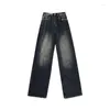 Jeans pour femmes CHAXIAOA Harajuku Style lâche jambe large automne hiver rue mode rétro pantalon en denim droit