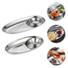 Bowls 2 PCS Condiment Sauce Dish Cheese Container Chip & Dip Serving Stainless Steel Dipping