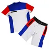 Mens Tracksuits Summer Sports Fitness Kort ärm T-shirt Rund hals Casual färg Matchande fem poängshorts genom utrikeshandel Su Dhatd