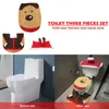 Toilettensitzabdeckungen 3PCS Cover /Toilettenpapierbox Cover /Teppiche wiederverwendbares Weihnachtsfest -Thema Home Badezimmer Produkt Jahr Dekoration