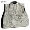 Clutch Bags Female Bling Chain Crossbody Bag Ladies Mini Rhinestone Pearl Metal Ring Handbags Full Diamond Messenger Evening Bag Crystal Bag H240330