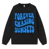 Casual plus size Women's Pullovers Forever Chasing Sunsets Letter Pattern Printing Hooded Crewneck Sweatshirts Warm Fleece Tops M5ge#