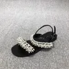 Sandaler bling crystal pärlor med pärla tassel bakre remmplatser kik tå slingbacks strass pärlor toffel skor kvinna