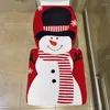 Couvre-siège de toilette Couvre-ensemble de couverture de Noël Santa Snowman Elk Print Contour Tapis Kit pour les décorations de salle de bain