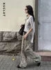Jeans pour femmes imprimé léopard jambe large pour femmes américaines lavées rétro rue en détresse style harajuku cravate baggy y2k pantalons décontractés
