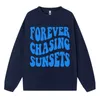 Casual plus size Women's Pullovers Forever Chasing Sunsets Letter Pattern Printing Hooded Crewneck Sweatshirts Warm Fleece Tops M5ge#