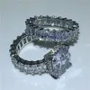 Pierścienie miłośnicy Vecalon Pierścień Zestawy 925 Sterling Sier Princess Cut Diamond Band dla kobiet palec biżuteria 4961075 Drop dostawa j dheik