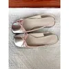 Sommer-Frauen-Wohnungen, Splitter-Bootsschuhe, quadratische Zehe, Slip-on-Flache Schuhe für Frauen, Ballerinas, bequeme Schleife, Damen-Sandalen 240320