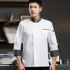 Stand Collar Long Sleeves Multi -Taschen Knöpfe Verschluss Koch Uniform Frauen Männer Service Bäckerei atmungsaktiv