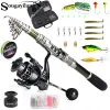 Combo Sougayilang 1,83,3 m Carbon Faser Spinning Angelrute 13 + 1BB Angelrolle Combo Teleskop Angelrute Spinning Reel kit Pesca