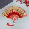 Decoratieve beeldjes goud poeder vouwventilator hand vintage kunst vaartuig gehouden Chinese stijl plastic dance feest