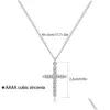 Pendant Necklaces Dainty Cross Necklace For Women 14K Gold Plated Cubic Zirconia Simple Cute Drop Delivery Otubv