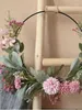 Decorative Flowers Pink Artificial Orchid Wreath Garland For Front Door Colorful Hanger Spring Home Decor Hoop