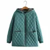 Plus Größe Parkas Frauen Kleidung Winter Mittleren Alters Wadded Jacke Mit Kapuze Argyle Dicke Fleece Liner Warme Gepolsterte Mantel T75G #