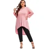 plus la taille Lg manches élégante tunique chemisier femmes lg salut coupe basse évasée printemps automne swing hauts t-shirt grande taille vêtements 7XL m45h #