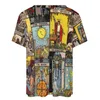 Vintage mo t-shirts tarot konst collage grundläggande t-shirt kort ärm kvinna retro tee skjorta sommar grafiska tees plus storlek 5xl 6xl k28c#