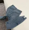 2024 frühjahr neue kleine duft stickerei elastische hohe taille kleine füße schlanke jeans für frauen trend hosen ins