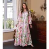 Etnische Kleding 2024 Marokkaanse Vrouwen Abaya Moslim Hijab Jurk Turkije Vintage Bloemenprint Kaftan Ramadan Dubai Jurken Party Arabische Gown