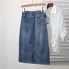 kvinnor plus storlek 3xl 4xl 5xl vintage denim kjol hög midja en rad 2024 Summerkläder kvinnliga koreanska hrajuku stora kjolar t9ho#