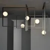 Kronleuchter Moderne rechteckige Kronleuchter Designer Mondrian Glas Deckenleuchte für Villa Wohnzimmer El Shop LED Kücheninsel