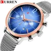 CURREN Fashion&Casual Chronograph Sport Mens Quartz Watches Mesh Steel Band Wrist Watch Display Date Clock Relogio Masculino293H