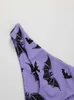 Damskie stroje kąpielowe seksowne mini bikini 2023 bezbłędne damskie Purple Bat Print Laec Up Bandage Tight Swimsuit damskie damskie thong stroju stroju kostiumu kąpielowego J240330