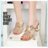 Dress Shoes Women's Crystal Open Toe Mid-heeled Fashionable Brick Simple Roman Summer Sandals Casual Beach Slippers