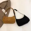 fi Vintage Women Handbags Corduroy Underarm Bag Casual Women Shoulder Bags Solid Color Zipper Female Handbag Clutch F3NG#