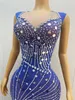 sexy Stage Sier Sequins Rhinestes Blue Dr Outfit Photo Shoot Dance Nightclub Costume Female Singer Dance Party Wear E7eL#