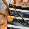 Womens Black Medium 22 Shopping Shoulder Bags Large Capacity Luggage Coin Wallet Pouch Gold Letter White Stripe Underarm Handbags 28X30X7CM