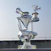 2024 Multifärg tonad regnbåge 8 tum glas bongs vattenrör bong tobak rökrör 14mm skål dab rigg återvinningsbubbler rör