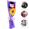 Dekorativa blommor Bear Bouquet Graduation Gift Sunflower Examines Statue Gift Bedårande examen